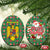 Romania Christmas Ceramic Ornament with Green and Red Pattern Golden Eagle and Santa Motif - Wonder Print Shop