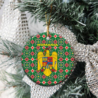 Romania Christmas Ceramic Ornament with Green and Red Pattern Golden Eagle and Santa Motif - Wonder Print Shop