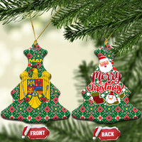 Romania Christmas Ceramic Ornament with Green and Red Pattern Golden Eagle and Santa Motif - Wonder Print Shop