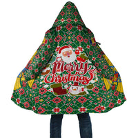 Romania Christmas Cloak with Green and Red Pattern Golden Eagle and Santa Motif - Wonder Print Shop