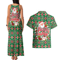 Romania Christmas Couples Matching Tank Maxi Dress and Hawaiian Shirt with Green and Red Pattern Golden Eagle and Santa Motif - Wonder Print Shop