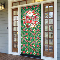 Romania Christmas Door Cover with Green and Red Pattern Golden Eagle and Santa Motif - Wonder Print Shop