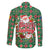 Romania Christmas Family Matching Long Sleeve Bodycon Dress and Hawaiian Shirt with Green and Red Pattern Golden Eagle and Santa Motif - Wonder Print Shop