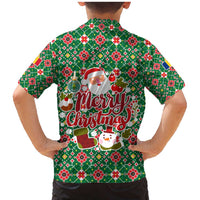 Romania Christmas Family Matching Mermaid Dress and Hawaiian Shirt with Green and Red Pattern Golden Eagle and Santa Motif - Wonder Print Shop