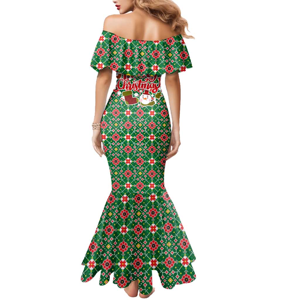 Romania Christmas Family Matching Mermaid Dress and Hawaiian Shirt with Green and Red Pattern Golden Eagle and Santa Motif - Wonder Print Shop