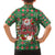 Romania Christmas Family Matching Off The Shoulder Long Sleeve Dress and Hawaiian Shirt with Green and Red Pattern Golden Eagle and Santa Motif - Wonder Print Shop
