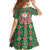 Romania Christmas Family Matching Off The Shoulder Long Sleeve Dress and Hawaiian Shirt with Green and Red Pattern Golden Eagle and Santa Motif - Wonder Print Shop