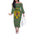 Romania Christmas Family Matching Off The Shoulder Long Sleeve Dress and Hawaiian Shirt with Green and Red Pattern Golden Eagle and Santa Motif - Wonder Print Shop