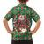 Romania Christmas Family Matching Short Sleeve Bodycon Dress and Hawaiian Shirt with Green and Red Pattern Golden Eagle and Santa Motif - Wonder Print Shop