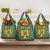 Romania Christmas Grocery Bag with Green and Red Pattern Golden Eagle and Santa Motif - Wonder Print Shop