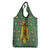 Romania Christmas Grocery Bag with Green and Red Pattern Golden Eagle and Santa Motif - Wonder Print Shop