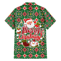 Romania Christmas Hawaiian Shirt with Green and Red Pattern Golden Eagle and Santa Motif - Wonder Print Shop