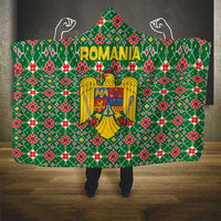 Romania Christmas Hooded Blanket with Green and Red Pattern Golden Eagle and Santa Motif - Wonder Print Shop