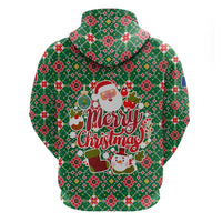 Romania Christmas Hoodie with Green and Red Pattern Golden Eagle and Santa Motif - Wonder Print Shop