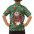 Romania Christmas Kid Hawaiian Shirt with Green and Red Pattern Golden Eagle and Santa Motif - Wonder Print Shop