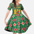 Romania Christmas Kid Short Sleeve Dress with Green and Red Pattern Golden Eagle and Santa Motif - Wonder Print Shop