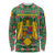 Romania Christmas Long Sleeve Shirt with Green and Red Pattern Golden Eagle and Santa Motif - Wonder Print Shop