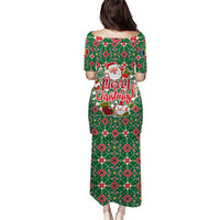 Romania Christmas Puletasi with Green and Red Pattern Golden Eagle and Santa Motif - Wonder Print Shop