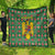 Romania Christmas Quilt with Green and Red Pattern Golden Eagle and Santa Motif - Wonder Print Shop