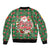 Romania Christmas Sleeve Zip Bomber Jacket with Green and Red Pattern Golden Eagle and Santa Motif - Wonder Print Shop