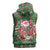 Romania Christmas Sleeveless Zip Hoodie with Green and Red Pattern Golden Eagle and Santa Motif - Wonder Print Shop