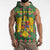 Romania Christmas Sleeveless Zip Hoodie with Green and Red Pattern Golden Eagle and Santa Motif - Wonder Print Shop