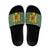 Romania Christmas Slide Sandals with Green and Red Pattern Golden Eagle and Santa Motif - Wonder Print Shop