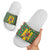 Romania Christmas Slide Sandals with Green and Red Pattern Golden Eagle and Santa Motif - Wonder Print Shop