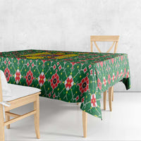 Romania Christmas Tablecloth with Green and Red Pattern Golden Eagle and Santa Motif - Wonder Print Shop
