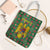 Romania Christmas Tote Bag with Green and Red Pattern Golden Eagle and Santa Motif - Wonder Print Shop