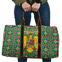 Romania Christmas Travel Bag with Green and Red Pattern Golden Eagle and Santa Motif - Wonder Print Shop