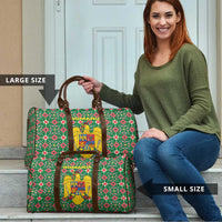 Romania Christmas Travel Bag with Green and Red Pattern Golden Eagle and Santa Motif - Wonder Print Shop