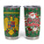Romania Christmas Tumbler Cup with Green and Red Pattern Golden Eagle and Santa Motif - Wonder Print Shop