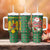 Romania Christmas Tumbler With Handle with Green and Red Pattern Golden Eagle and Santa Motif - Wonder Print Shop