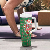 Romania Christmas Tumbler With Handle with Green and Red Pattern Golden Eagle and Santa Motif - Wonder Print Shop