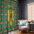 Romania Christmas Window Curtain with Green and Red Pattern Golden Eagle and Santa Motif - Wonder Print Shop
