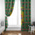 Romania Christmas Window Curtain with Green and Red Pattern Golden Eagle and Santa Motif - Wonder Print Shop