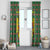 Romania Christmas Window Curtain with Green and Red Pattern Golden Eagle and Santa Motif - Wonder Print Shop