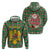 Romania Christmas Zip Hoodie with Green and Red Pattern Golden Eagle and Santa Motif - Wonder Print Shop