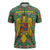 Romania Christmas Zipper Polo Shirt with Green and Red Pattern Golden Eagle and Santa Motif - Wonder Print Shop