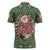 Romania Christmas Zipper Polo Shirt with Green and Red Pattern Golden Eagle and Santa Motif - Wonder Print Shop