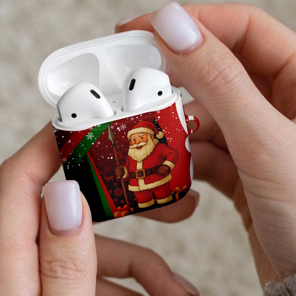 Kenya Christmas AirPods Case with Santa Claus Spear and Red Green Harambee Crest - Wonder Print Shop