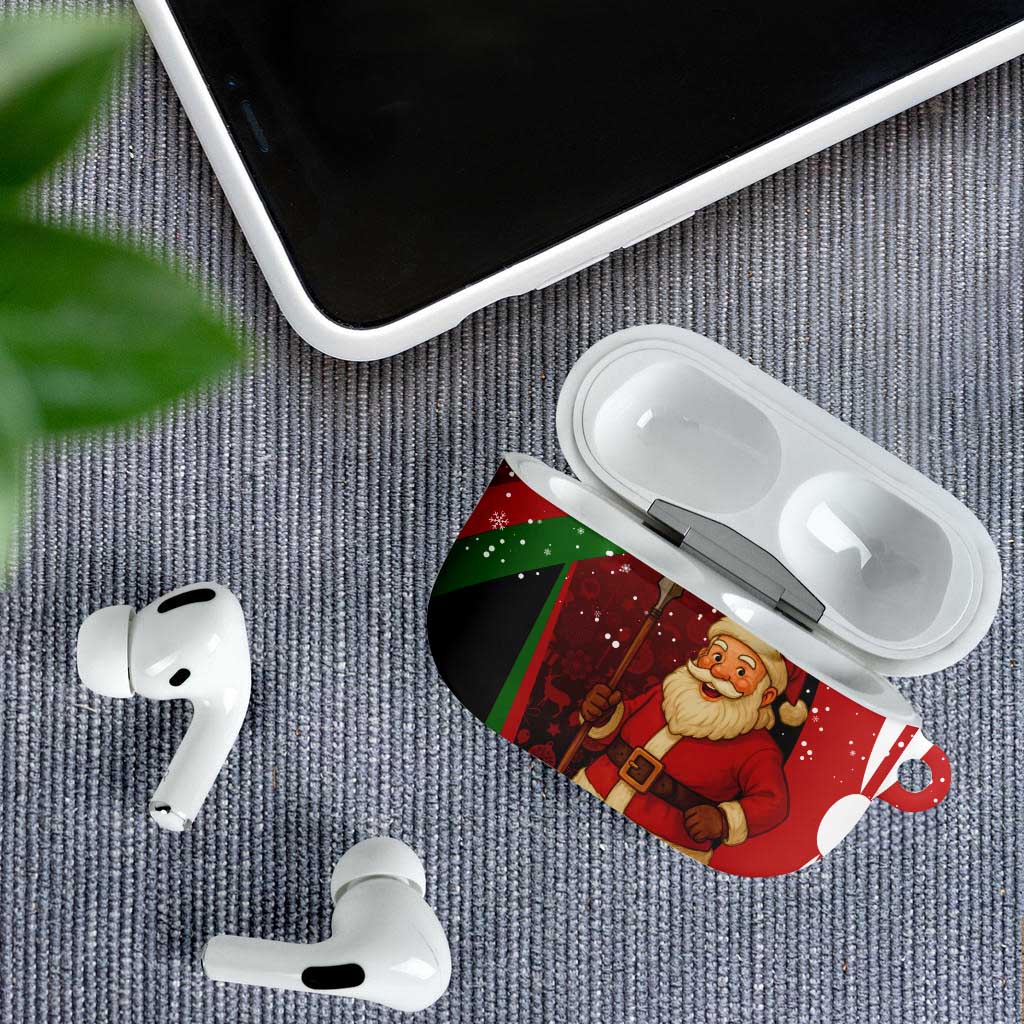 Kenya Christmas AirPods Case with Santa Claus Spear and Red Green Harambee Crest - Wonder Print Shop