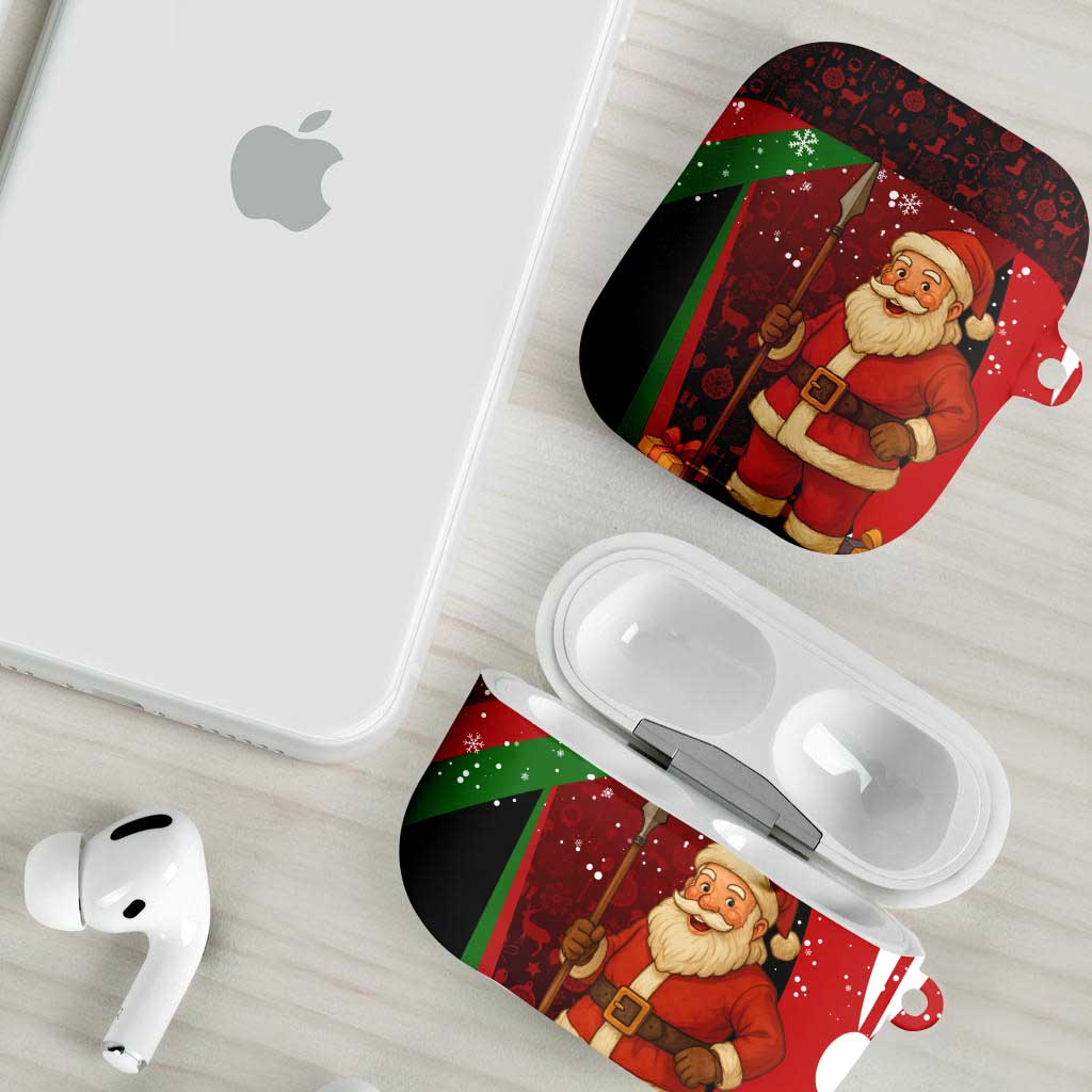 Kenya Christmas AirPods Case with Santa Claus Spear and Red Green Harambee Crest - Wonder Print Shop