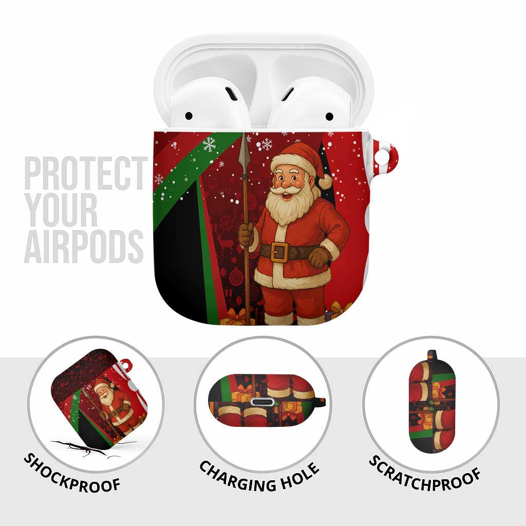 Kenya Christmas AirPods Case with Santa Claus Spear and Red Green Harambee Crest - Wonder Print Shop
