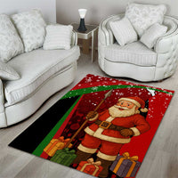 Kenya Christmas Area Rug with Santa Claus Spear and Red Green Harambee Crest - Wonder Print Shop