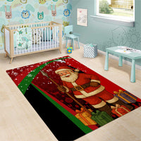 Kenya Christmas Area Rug with Santa Claus Spear and Red Green Harambee Crest - Wonder Print Shop