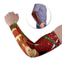 Kenya Christmas Arm Sleeves with Santa Claus Spear and Red Green Harambee Crest - Wonder Print Shop