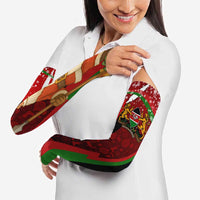 Kenya Christmas Arm Sleeves with Santa Claus Spear and Red Green Harambee Crest - Wonder Print Shop