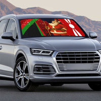 Kenya Christmas Auto Sun Shade with Santa Claus Spear and Red Green Harambee Crest - Wonder Print Shop